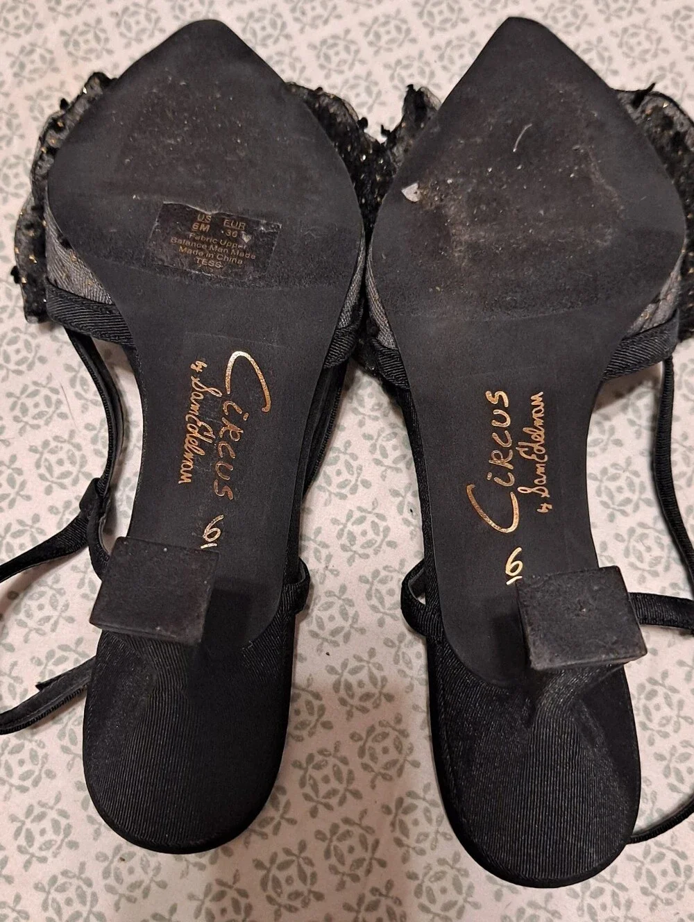Circus NY Black Tulle Bow Slingback Heels Sz 6